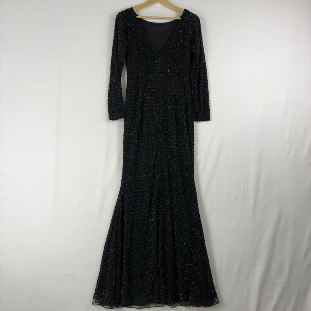 paul rekhi black sparkly gown